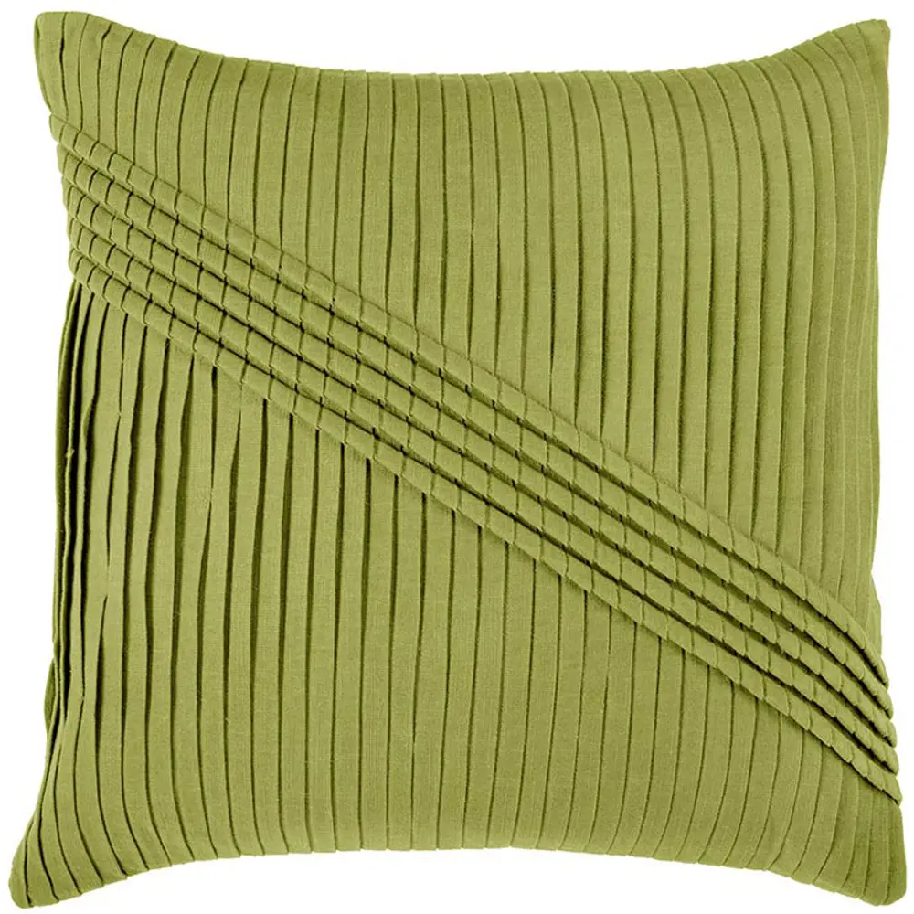 Lime Green Pleated 22 Inch Throw Pillow-1