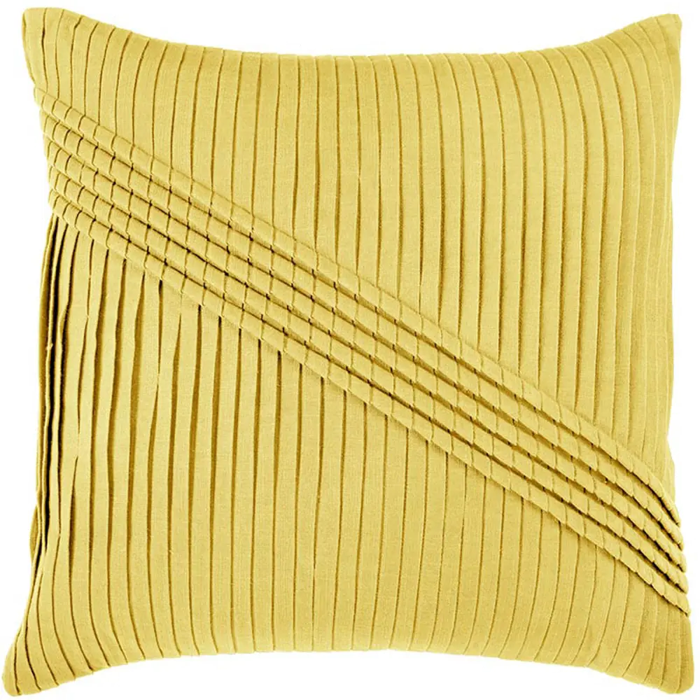 Yellow Pleated 22 Inch Throw Pillow-1
