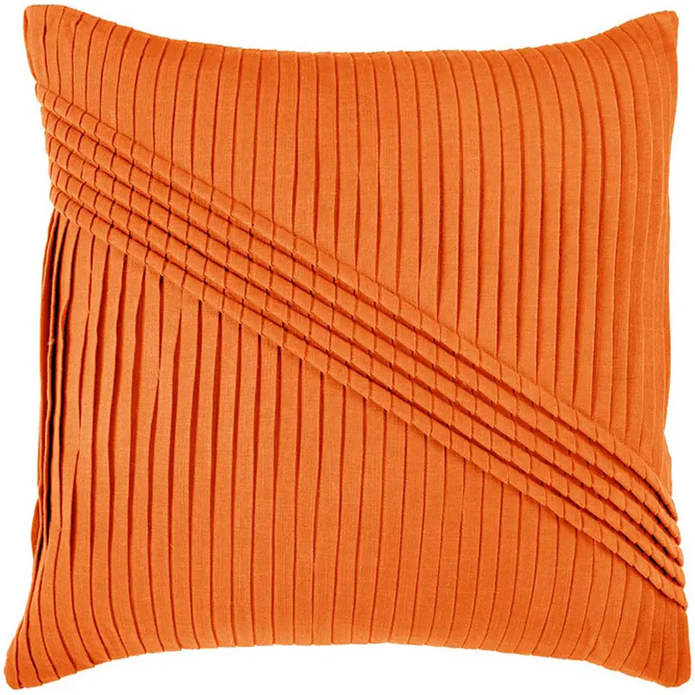 Orange Pleated 22 Inch Throw Pillow-1