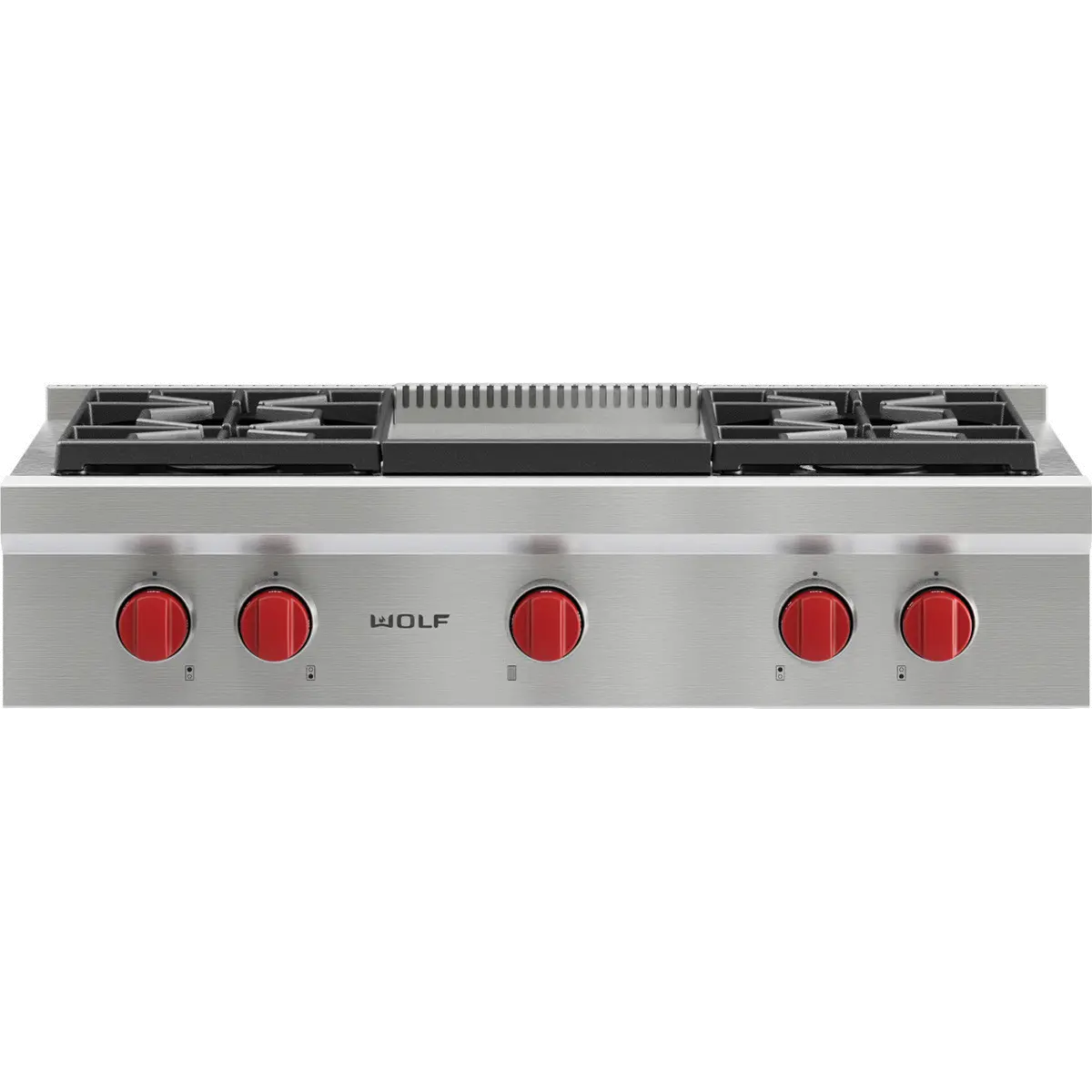 SRT364G Wolf 36 Inch Sealed Burner Gas Rangetop with Griddle - Stainless Steel-1