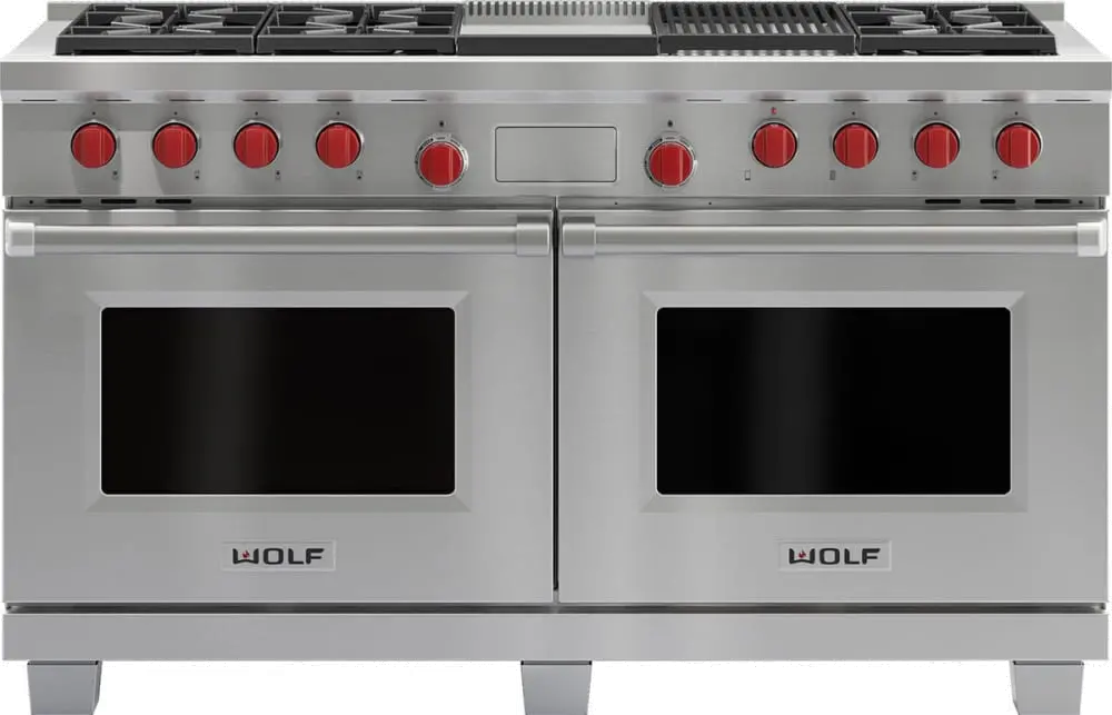 DF606CG Wolf 60 Inch Dual Fuel Range with Griddle and Charboiler - Stainless Steel-1