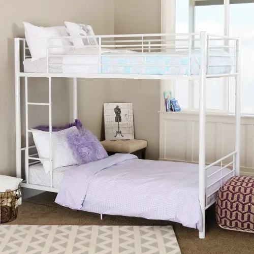 White metal bunk bed deals twin over full