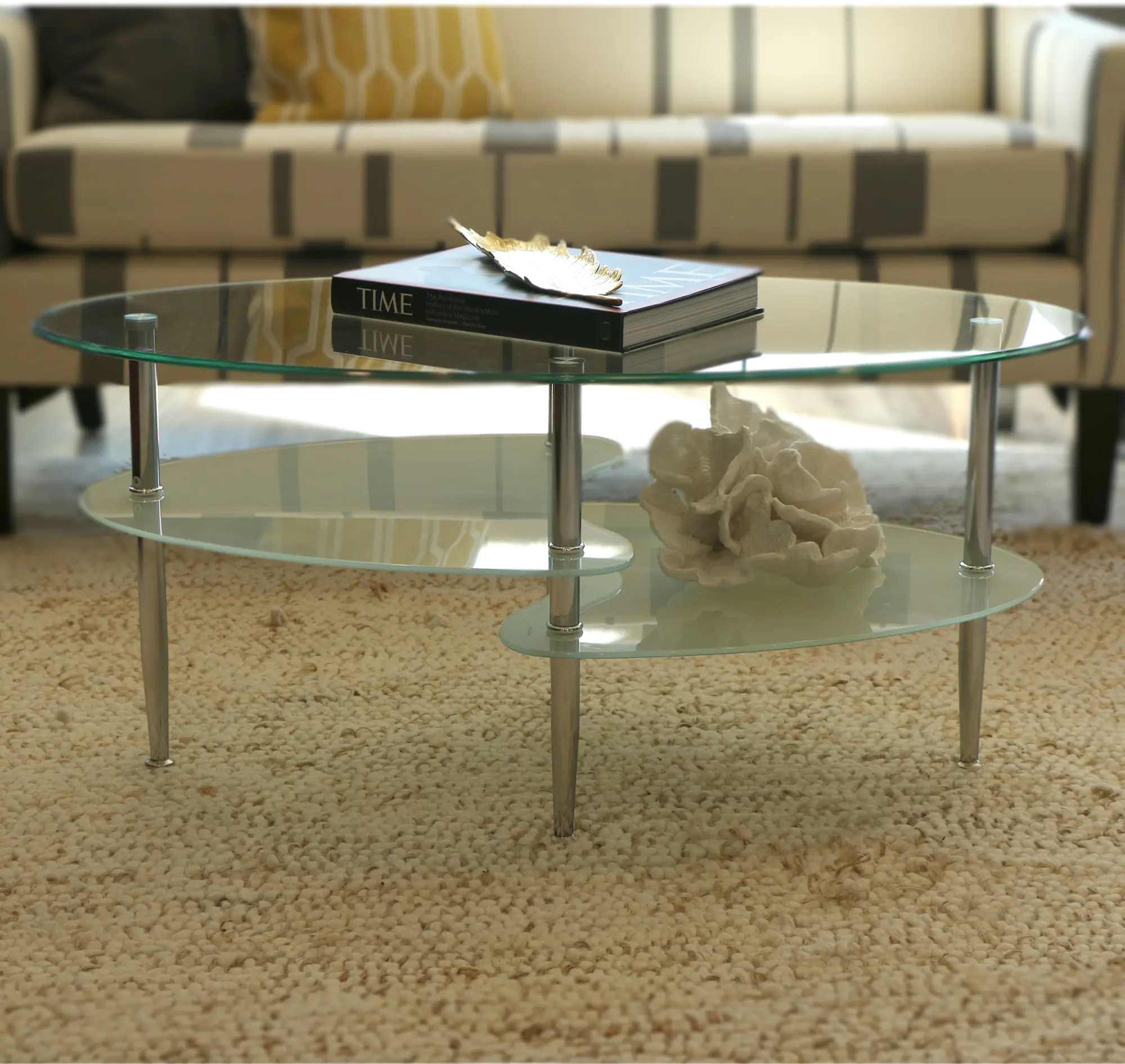 C38B4 Multi-Level Clear Glass Top Coffee Table - Walker  sku C38B4