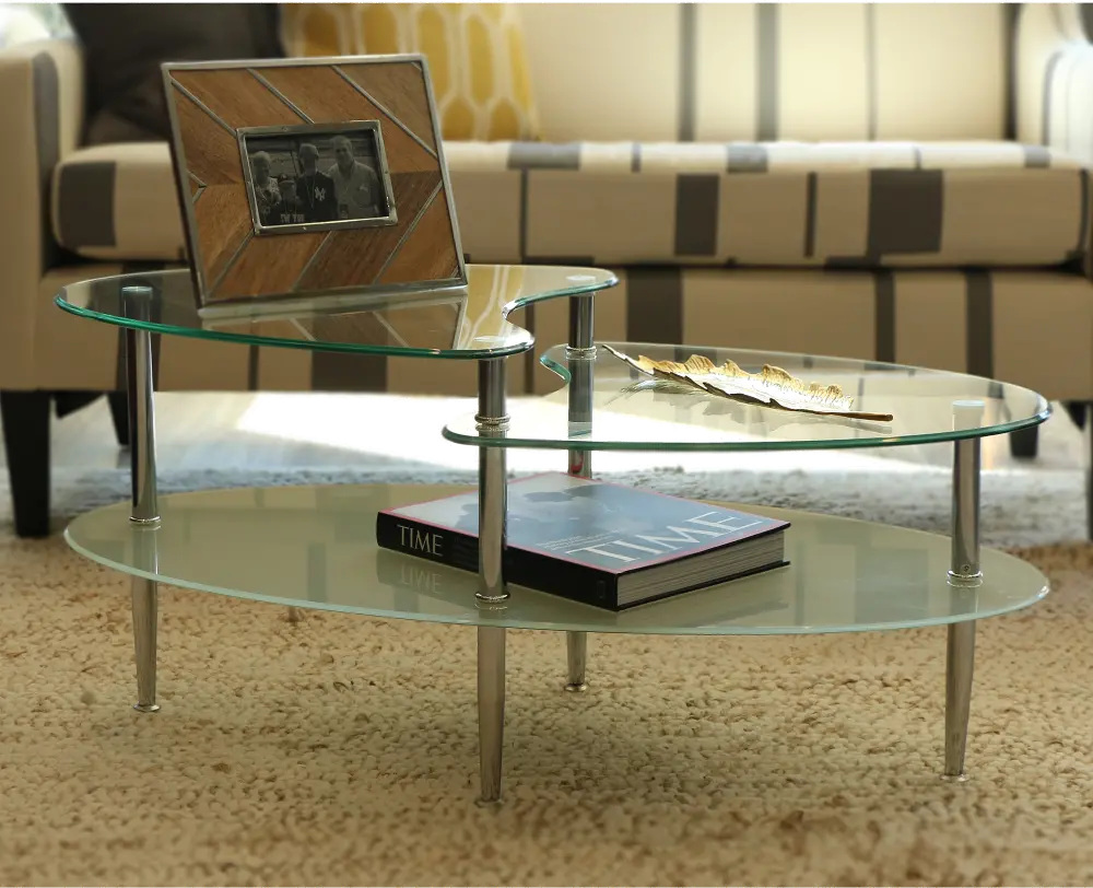 C38B5 Clear Glass Top Coffee Table - Walker Edison-1