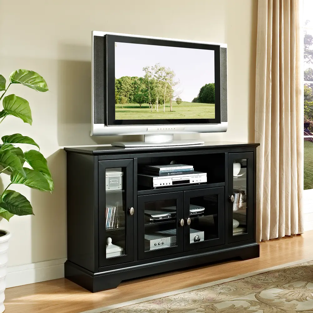 W52C32BL Black Wood TV Stand (52 Inch) -1