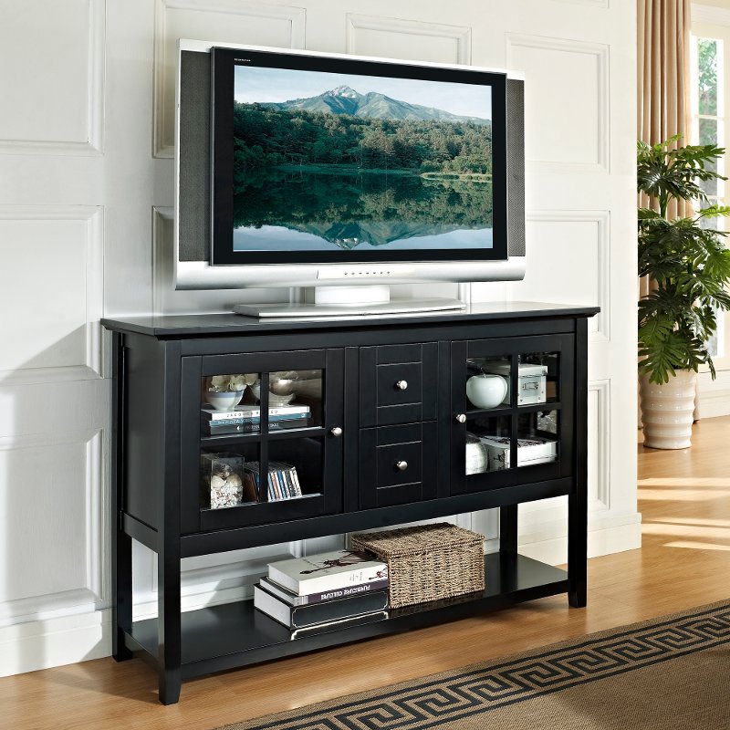 Black Wood Table Tv Stand 52 Inch, Wood Console Table Tv Stand