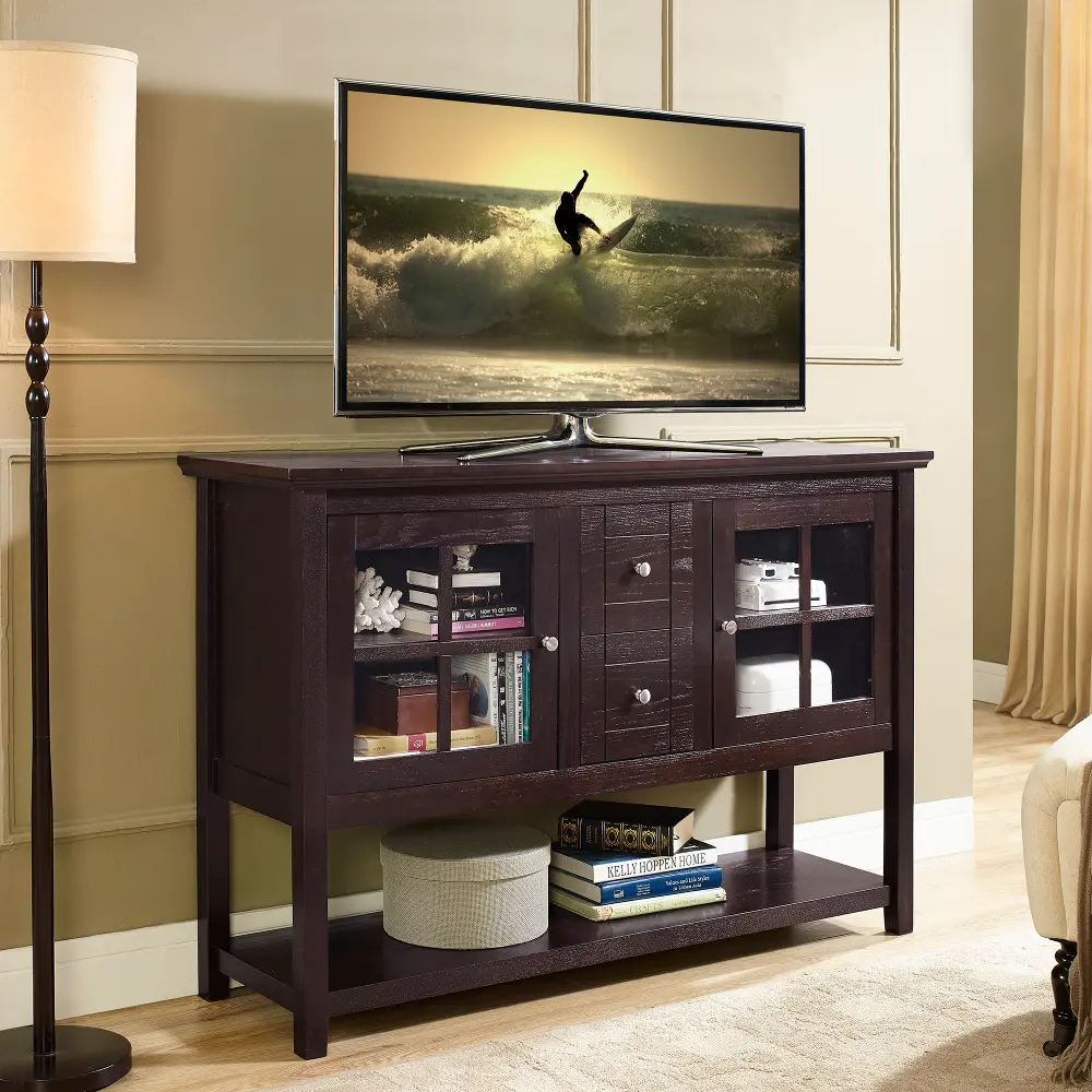 W52C4CTES Espresso Wood Table TV Stand (52 Inch)-1