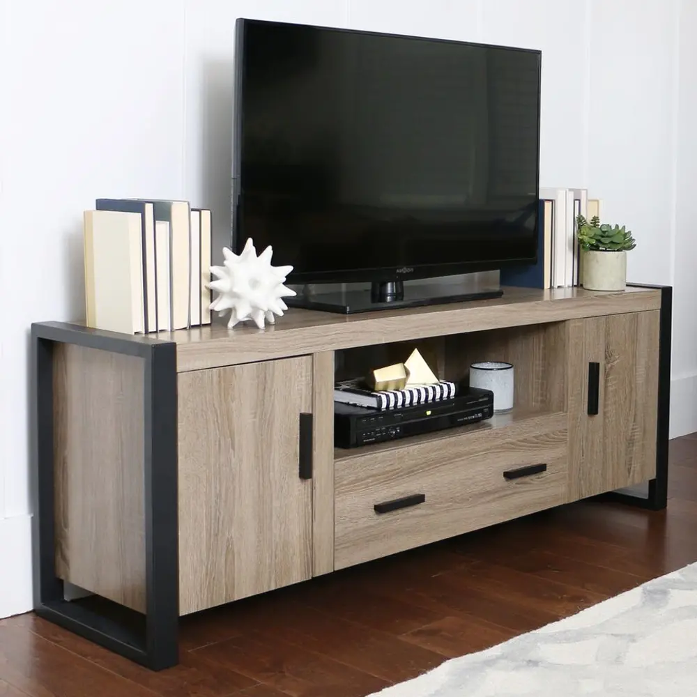 W60UBC22AG 60 Inch Contemporary Driftwood TV Stand-1