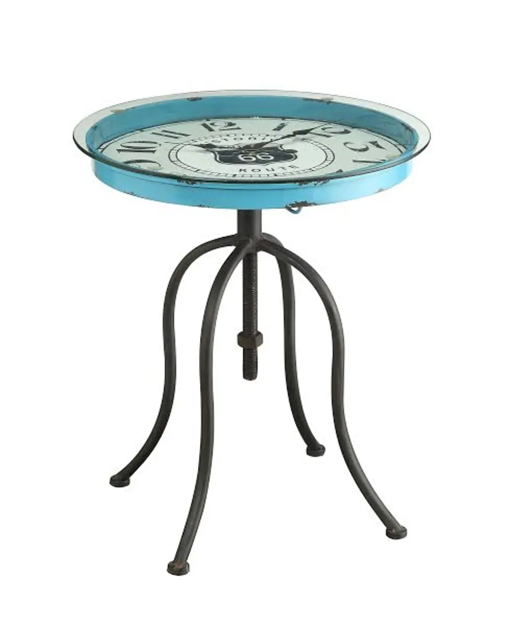 Metal and Glass Clock Accent Table-1