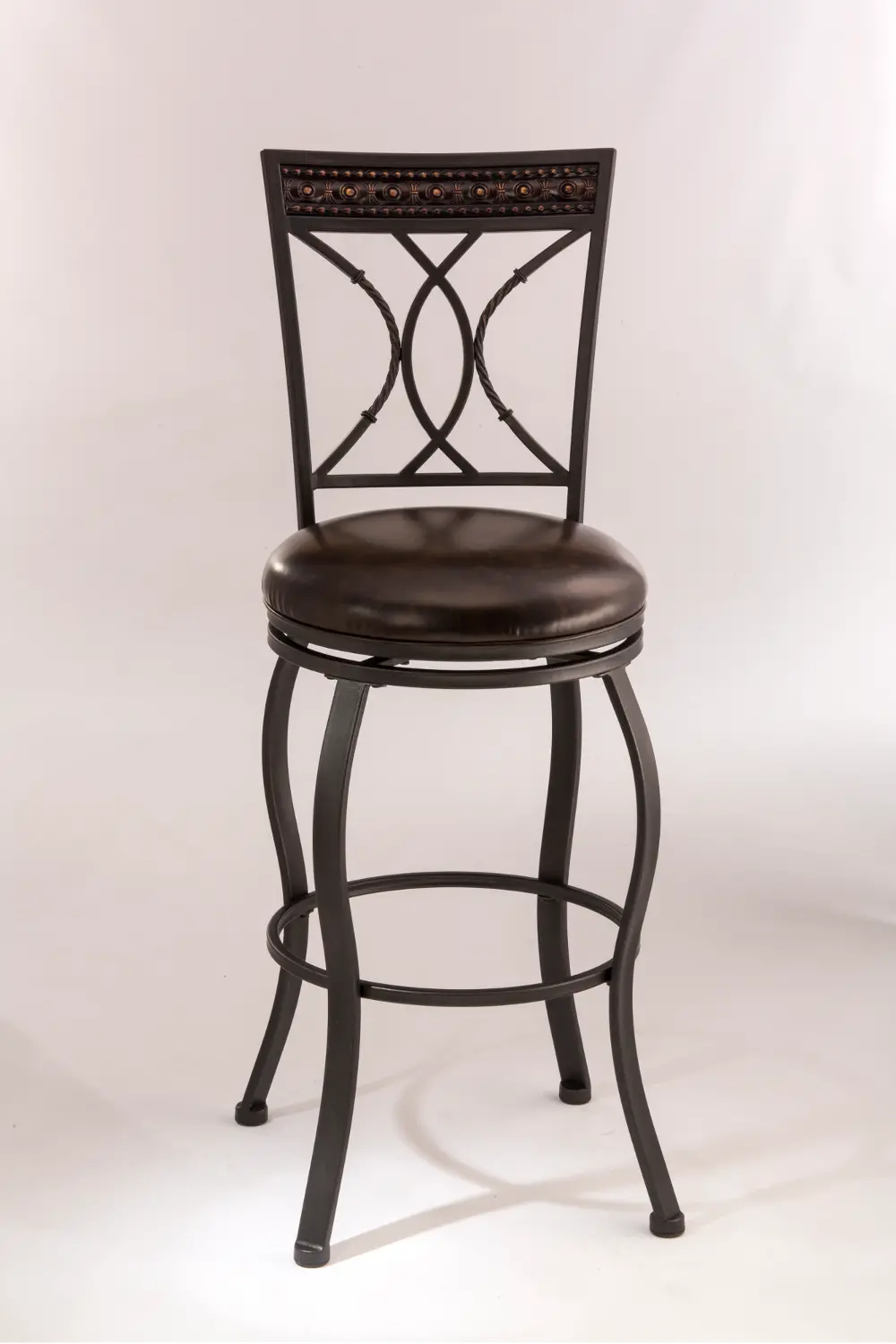 Kirkham Traditional Black and Brown 26 In Swivel Counter Stool-1