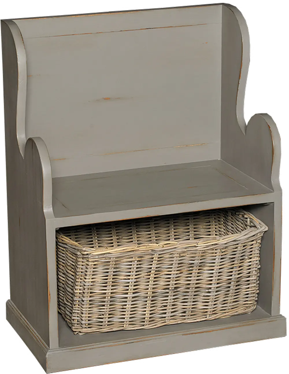 Graphite Entry Bench with Wicker Basket-1