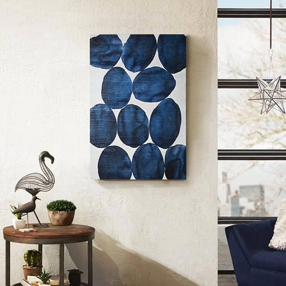 Blue Painted Puzzle Bold Watercolor Canvas Wall Art-1