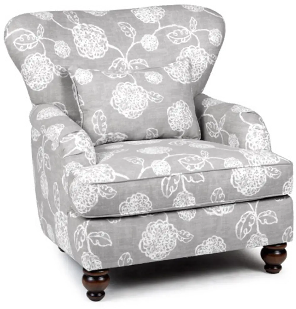 Slate Gray Floral Accent Chair - Adele-1