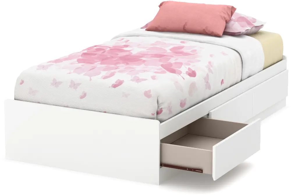 9018A1 White Twin Mates Bed with 3 Drawers (39 Inch) - South Shore-1