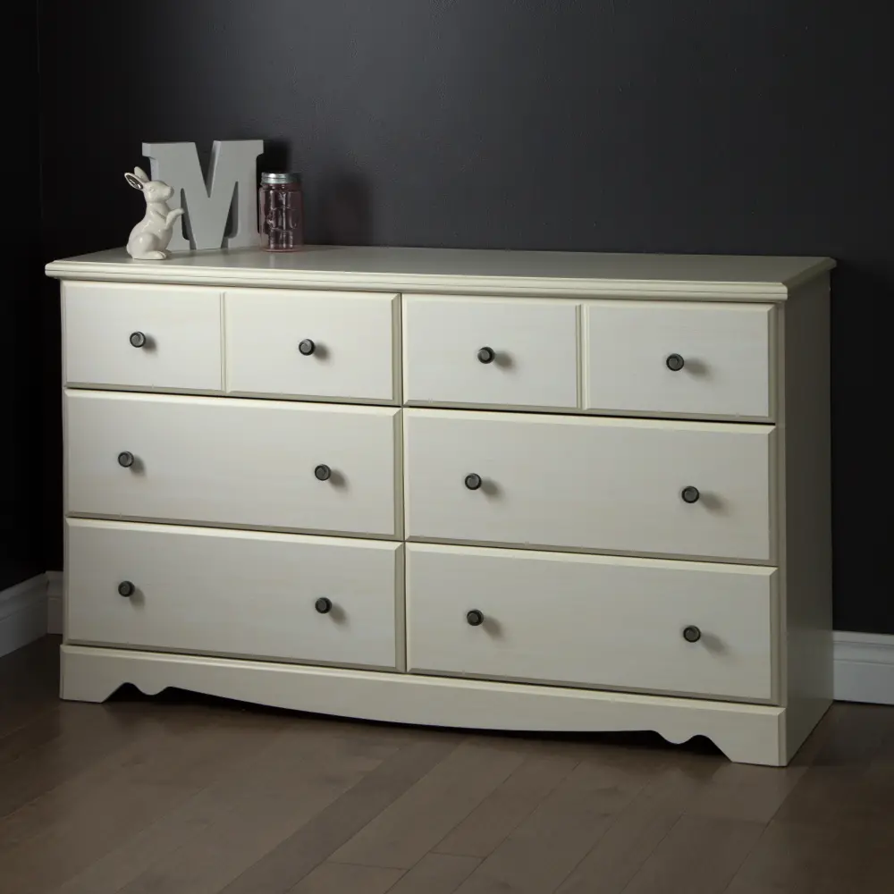 9031027 White 6-Drawer Double Dresser - Country Poetry-1