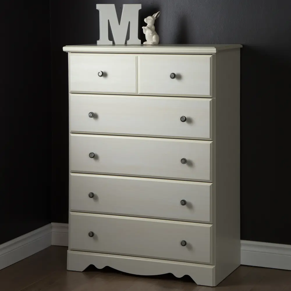 9031035 White 5-Drawer Chest - Country Poetry -1