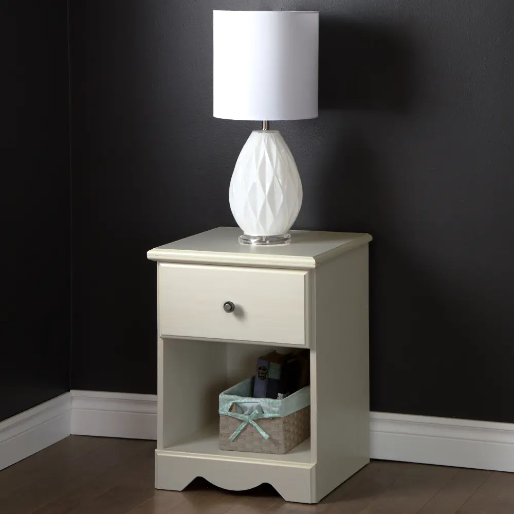 9031062 White 1-Drawer Nightstand - Country Poetry -1