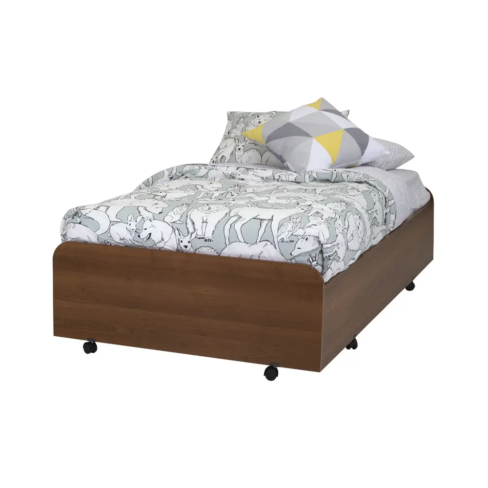 9055082 Cherry Twin Trundle Bed on Casters (39 Inch) - Mobby -1