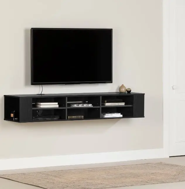 City Lights Black Oak Wall-Mounted Media Console (66 Inch) - South...