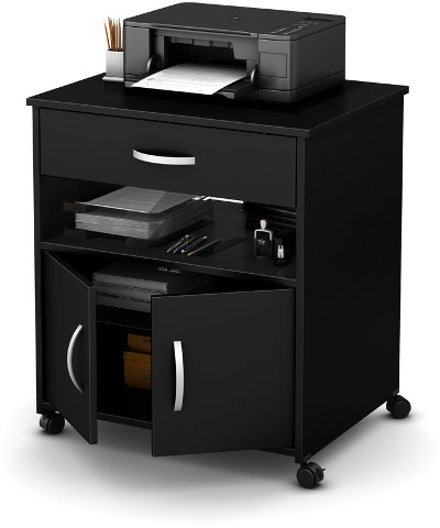 Black Computer Desk With Keyboard Tray And Printer Stand As 9050691 Black Printer Cart On Wheels As