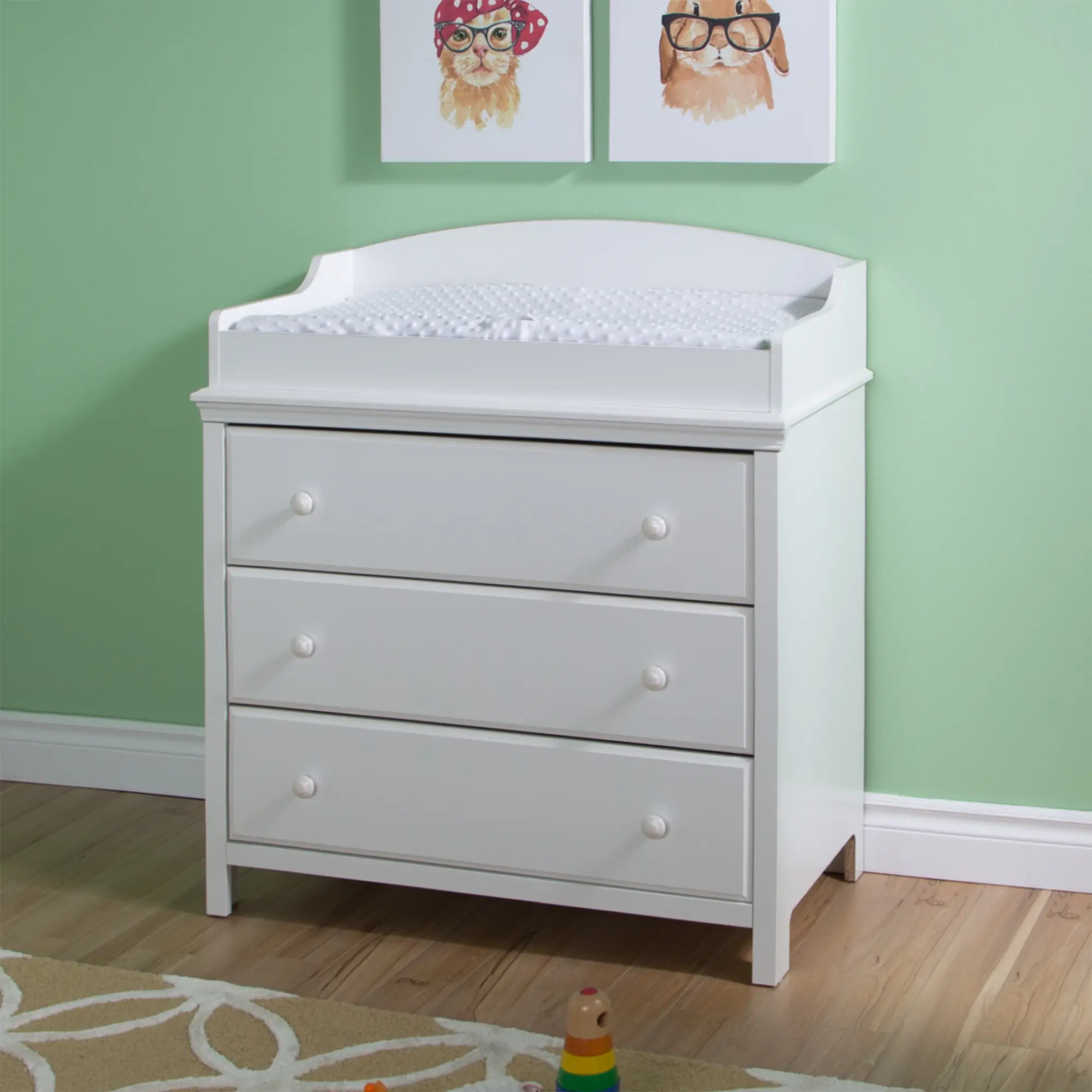 Cotton Candy White Changing Table with Drawers - South Shore