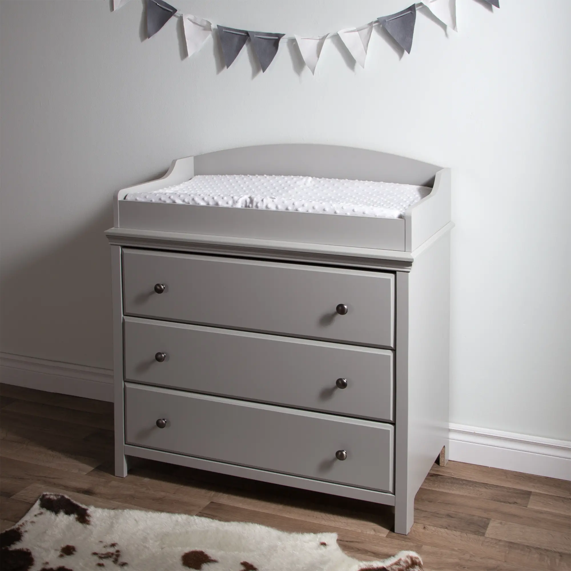Cotton Candy Gray Changing Table with Drawers - South Shore