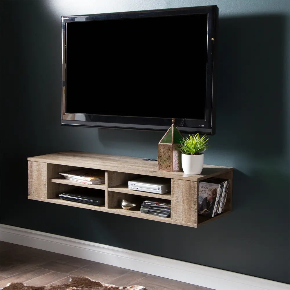 9062675 City Life Weathered Oak Wall Mounted Media Console (48 Inch)-1