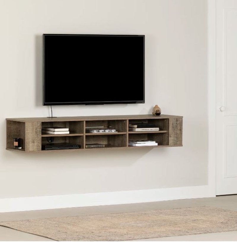 Weathered Oak Wall Mounted Media Console 66 Inch City Life Rc Willey - Wall Mount Tv Console Shelf