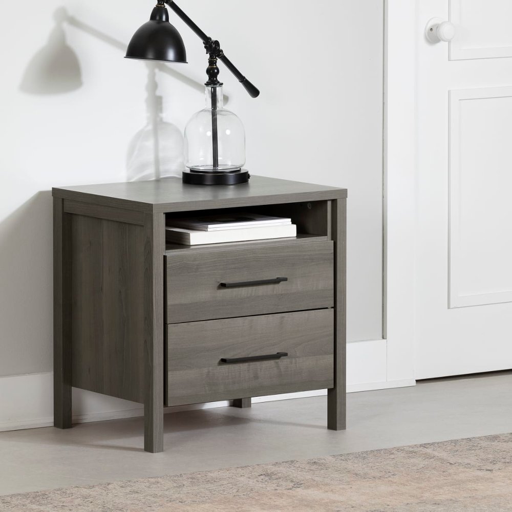 Gravity Gray Maple 2-Drawer Nightstand - South Shore