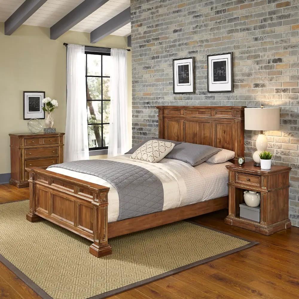 5000-5024 Vintage Natural Queen Bed, Nightstand & Chest - Americana -1