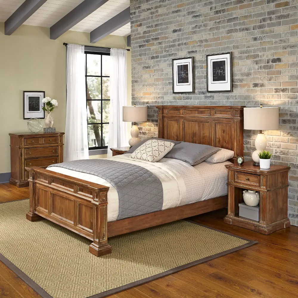5000-5028 Vintage Natural Queen Bed, Nightstands and Chest - Americana-1