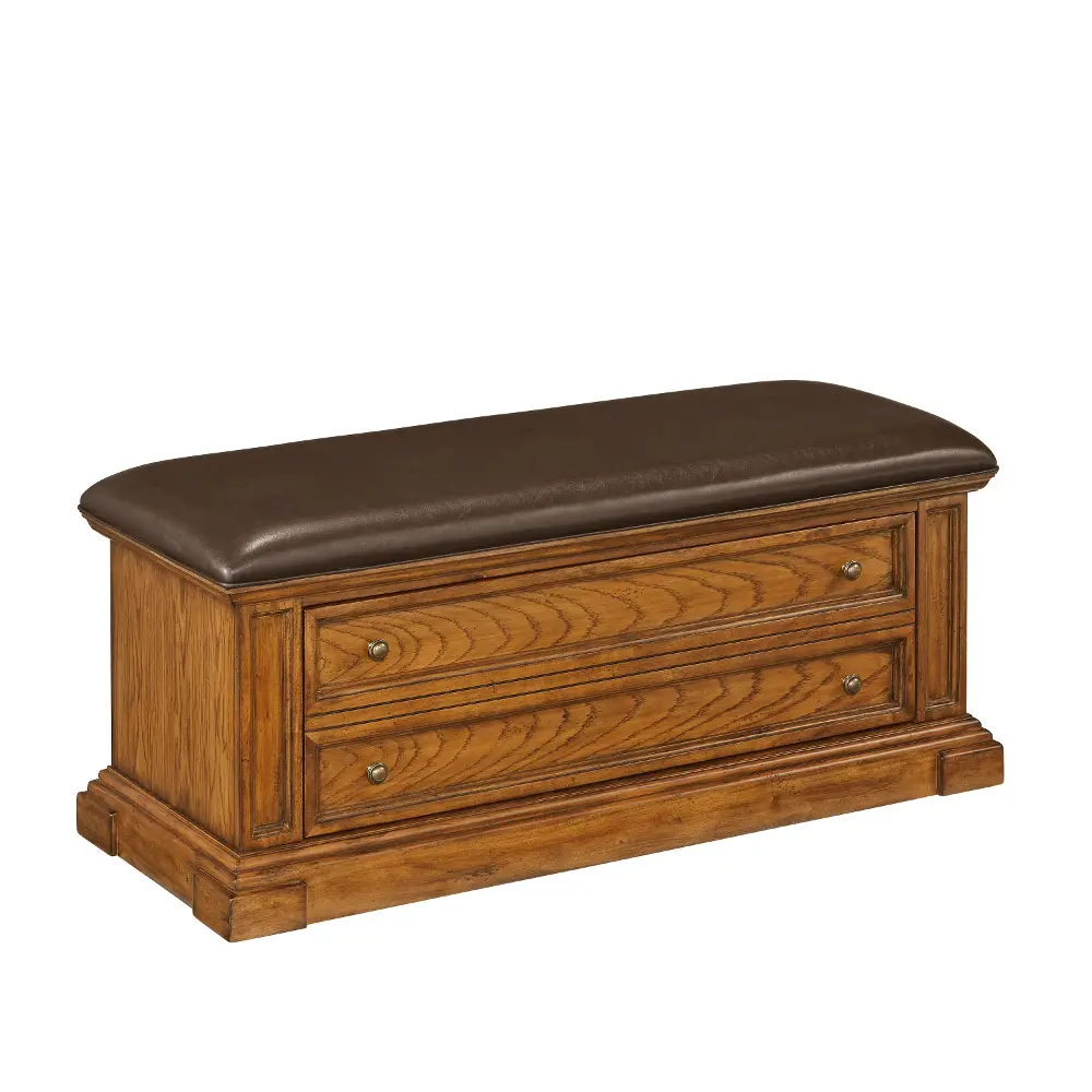 5004-26 Oak Upholstered Storage Bench - Americana -1