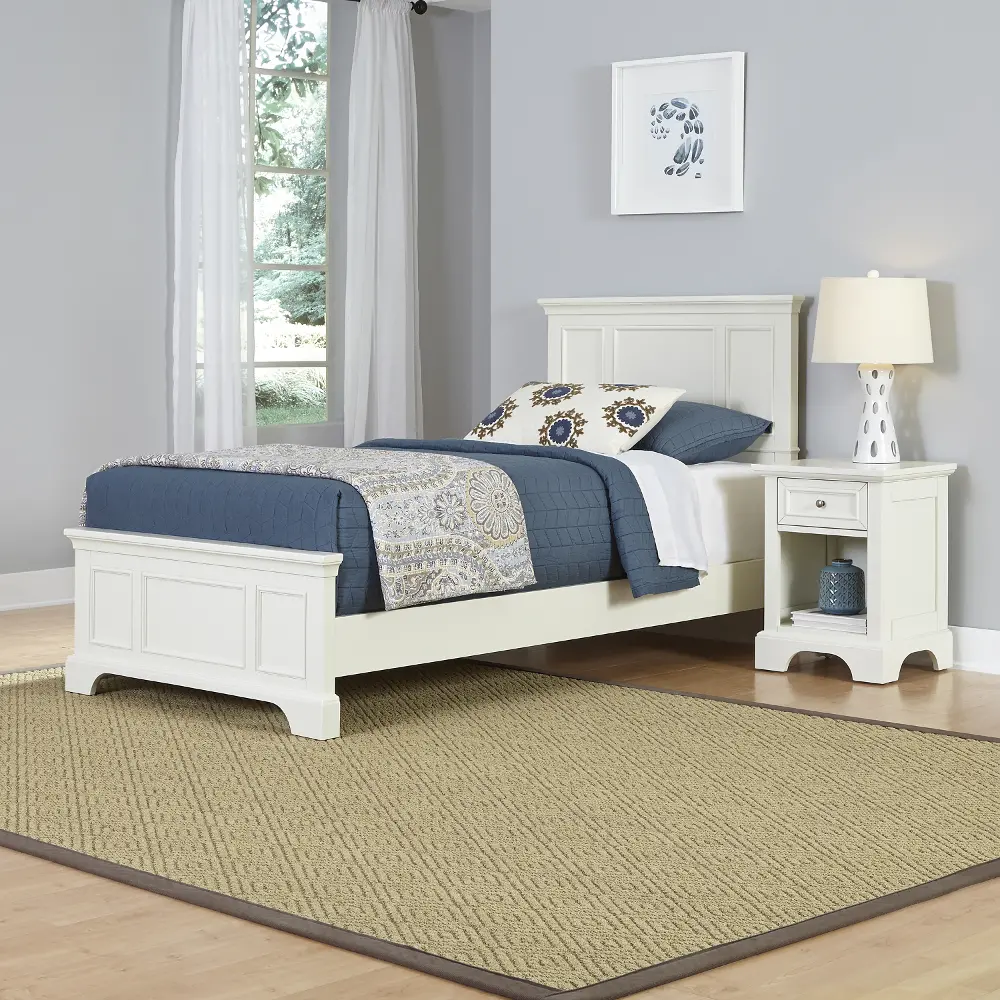 5530-4020 White Twin Bed and Nightstand - Naples -1