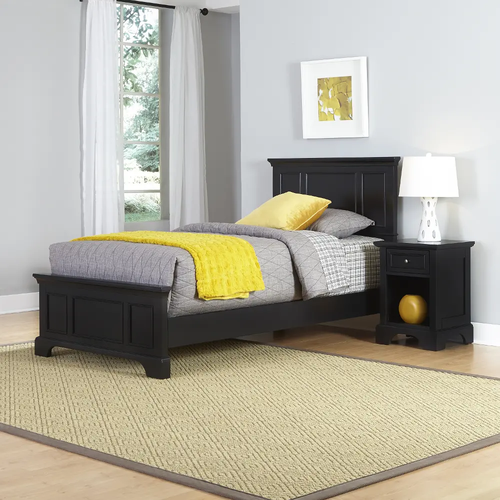 5531-4020 Black Twin Bed and Nightstand - Bedford -1