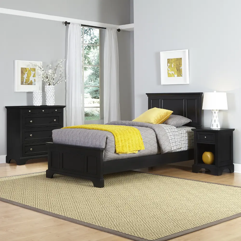 5531-4021 Black Twin Bed, Nightstand & Chest - Bedford -1