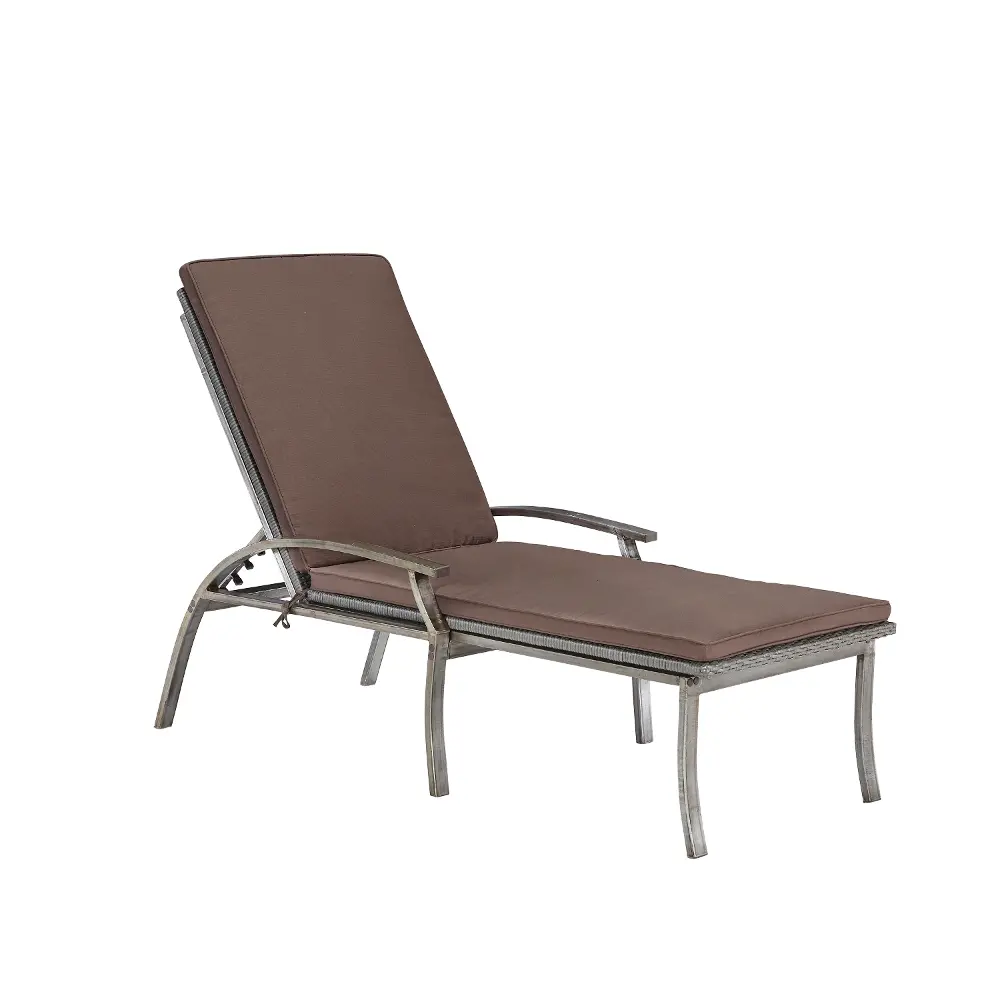 5670-83 Aged Metal  Outdoor Lounge Chair with Brown Cushion - Urban Style-1