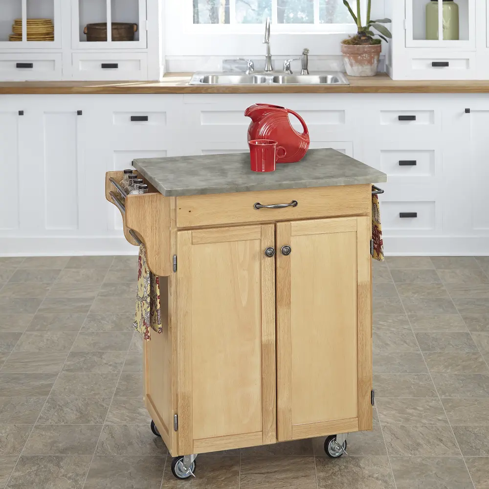 9001-0111 Natural Cuisine Cart with Concrete Top - Create-a-Cart-1