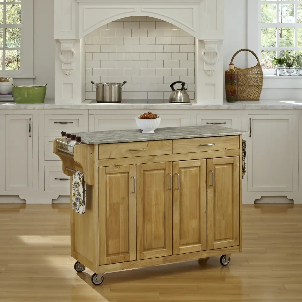 9200-1111 Natural Kitchen  Cart with Concrete Top - Create-A-Cart-1