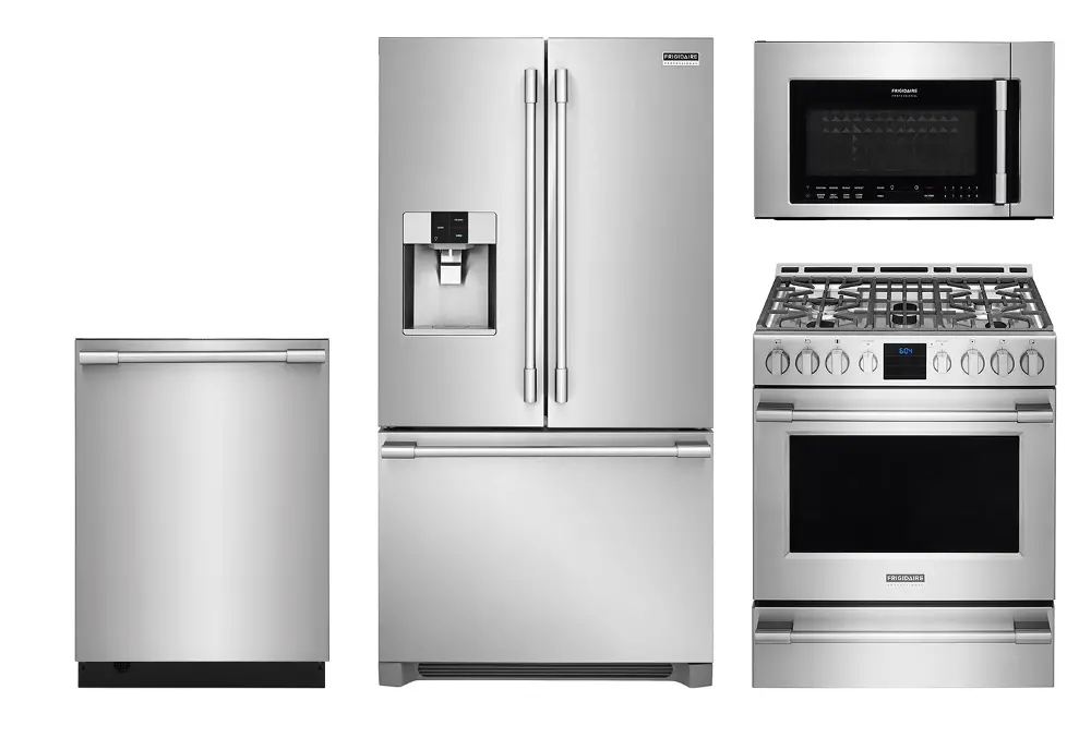 FRG-PRO-FRNG-GAS-KT Frigidaire 4 Piece Kitchen Appliance Package with Gas Range - Smudge-proof Stainless Steel-1