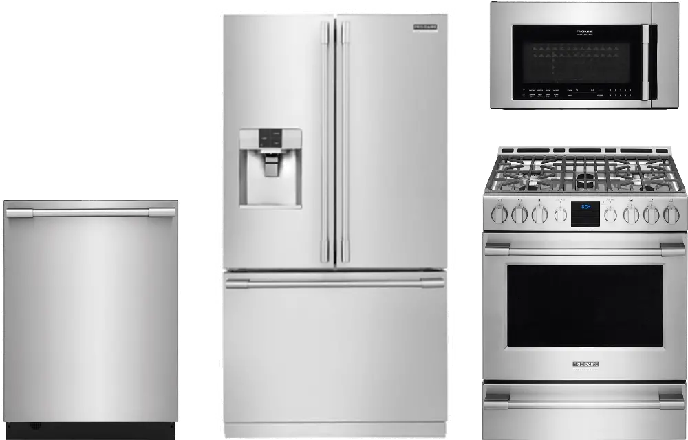 FRG-PRO-24GAS-FRNG Frigidaire 4 Piece Kitchen Appliance package with Gas Range - Stainless Steel-1