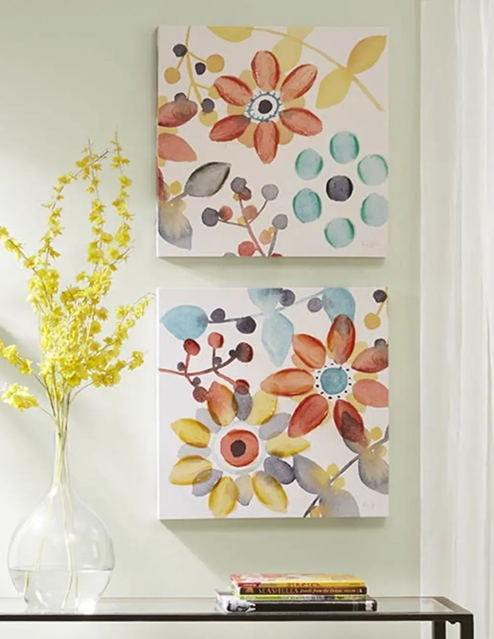 Assorted Multi Color Sweet Floral Canvas Wall Art-1