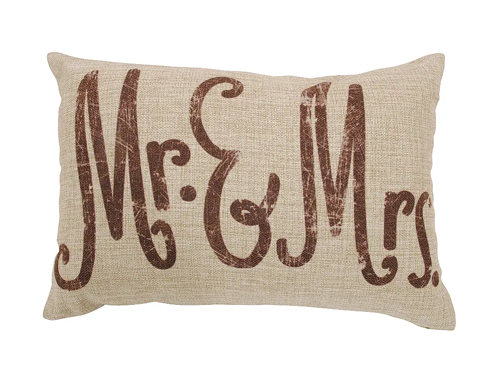 DA4607/MR&MRSPILLOW Linen Mr and Mrs Throw Pillow-1