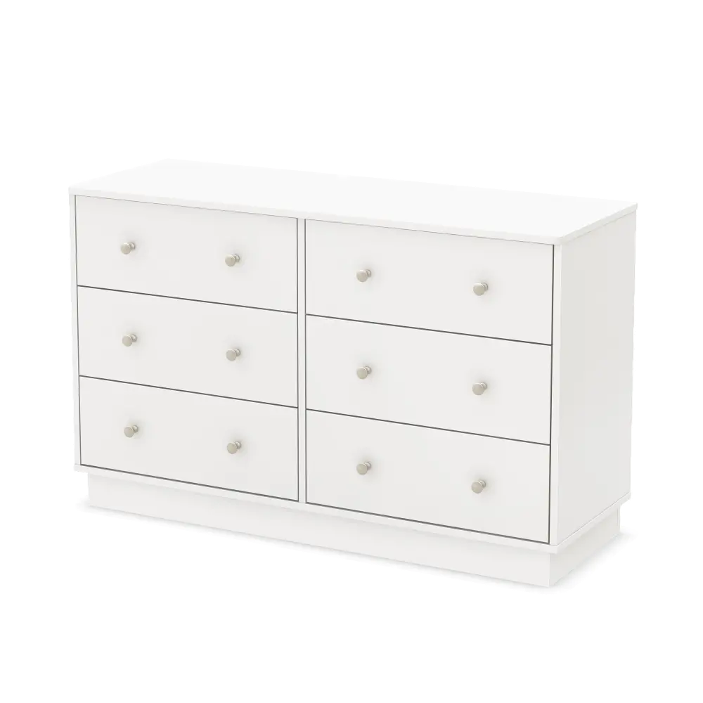 9011027 White 6-Drawer Double Dresser - Litchi -1