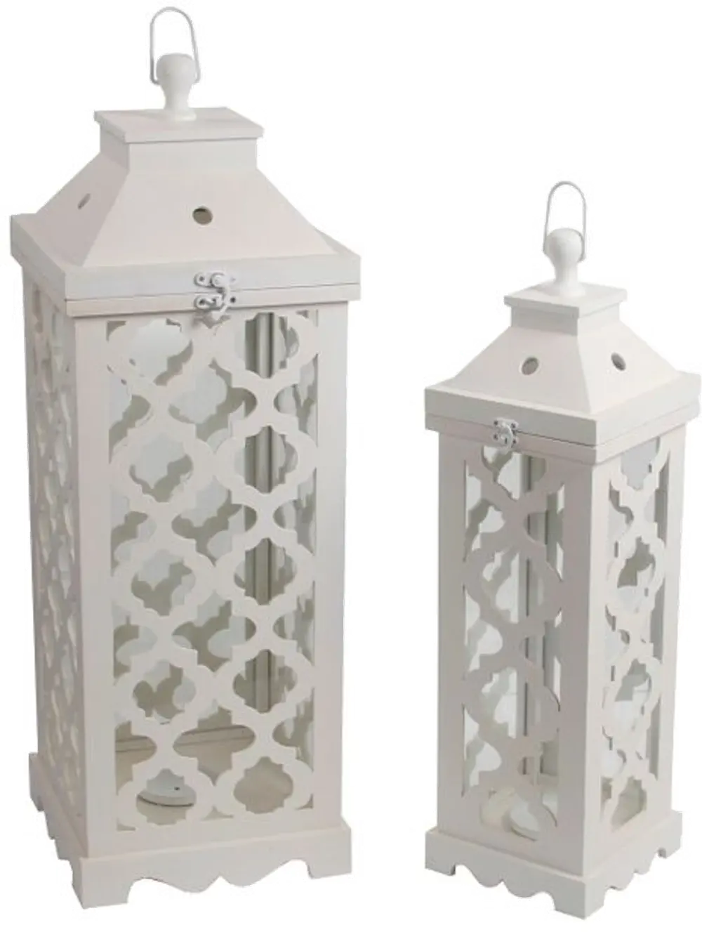 26 Inch White Wooden Lantern-1