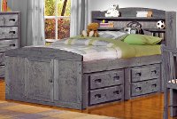 Driftwood Rustic Full Storage Bed With 2 Under Bed Dressers Fort