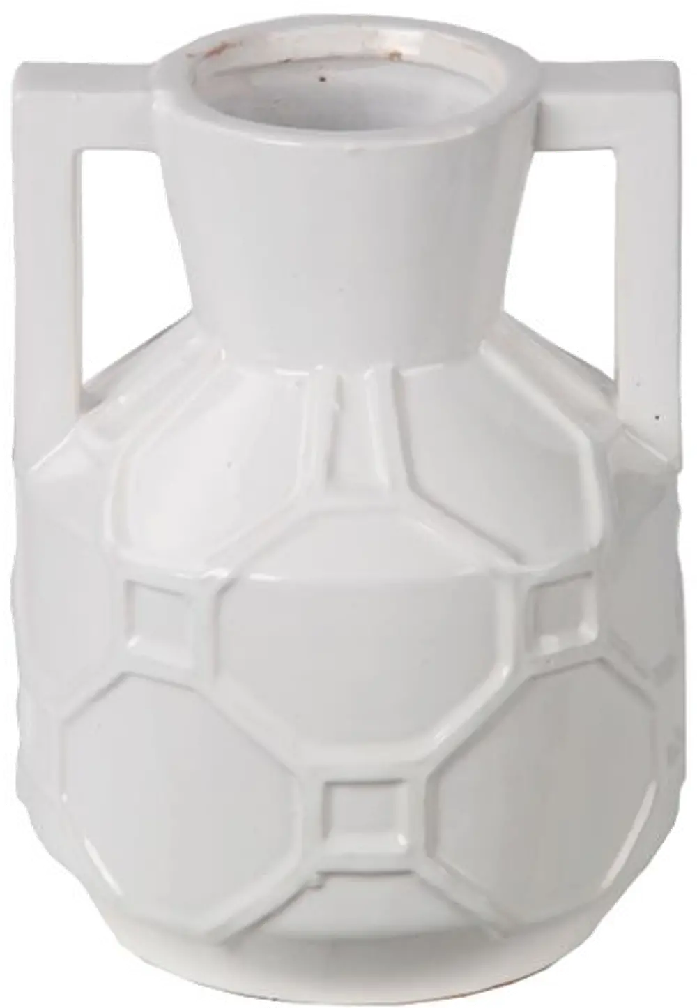 9 Inch White Ceramic Jar with Handles-1