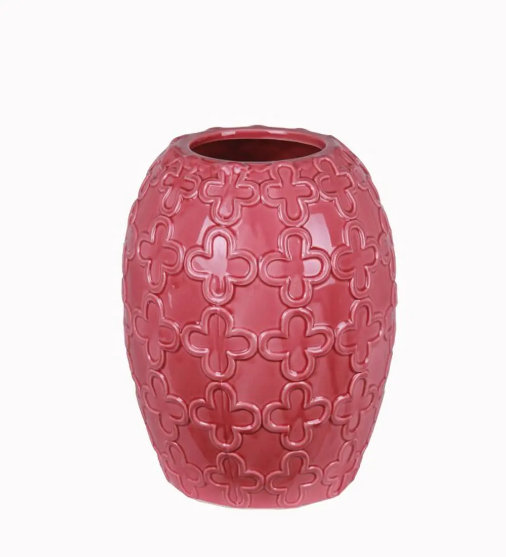 10 Inch Pink Oval Ceramic Vase-1