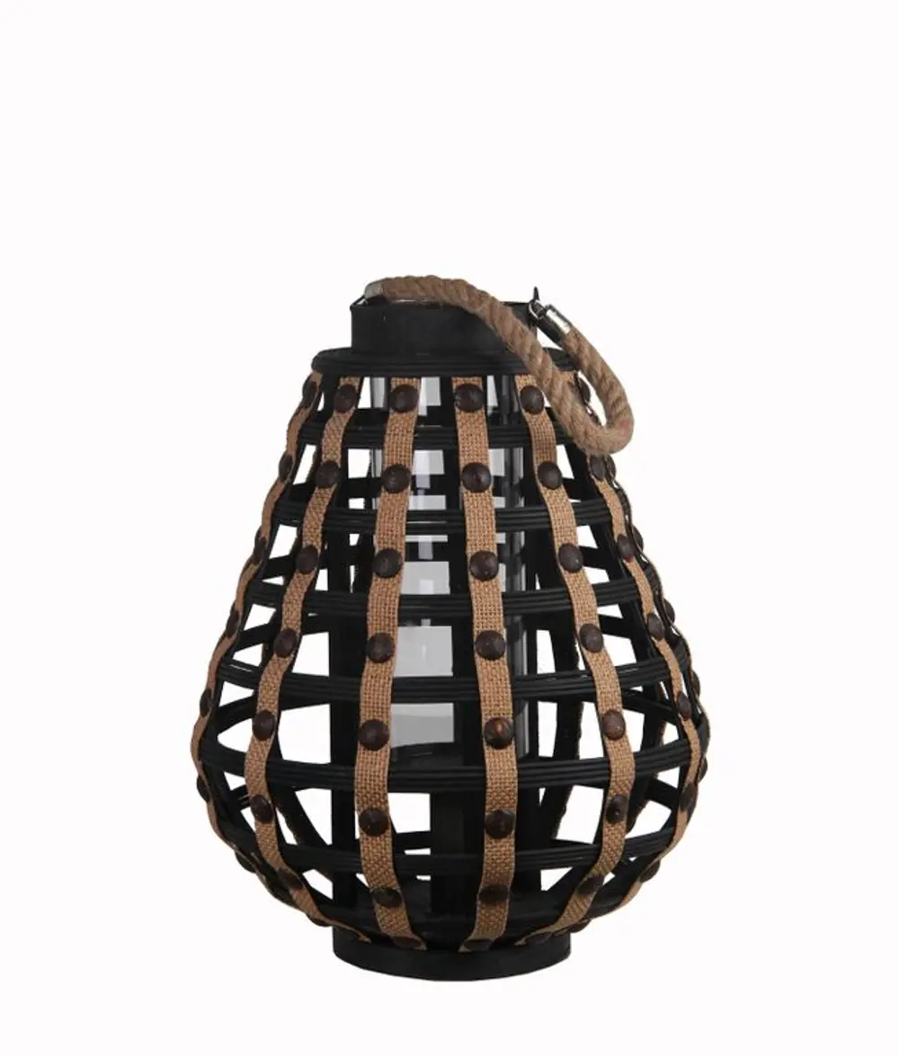Large Weave Wooden Lantern-1