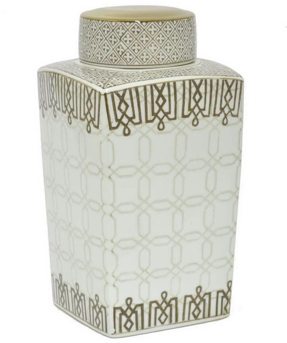 White Ceramic Jar with Lid-1