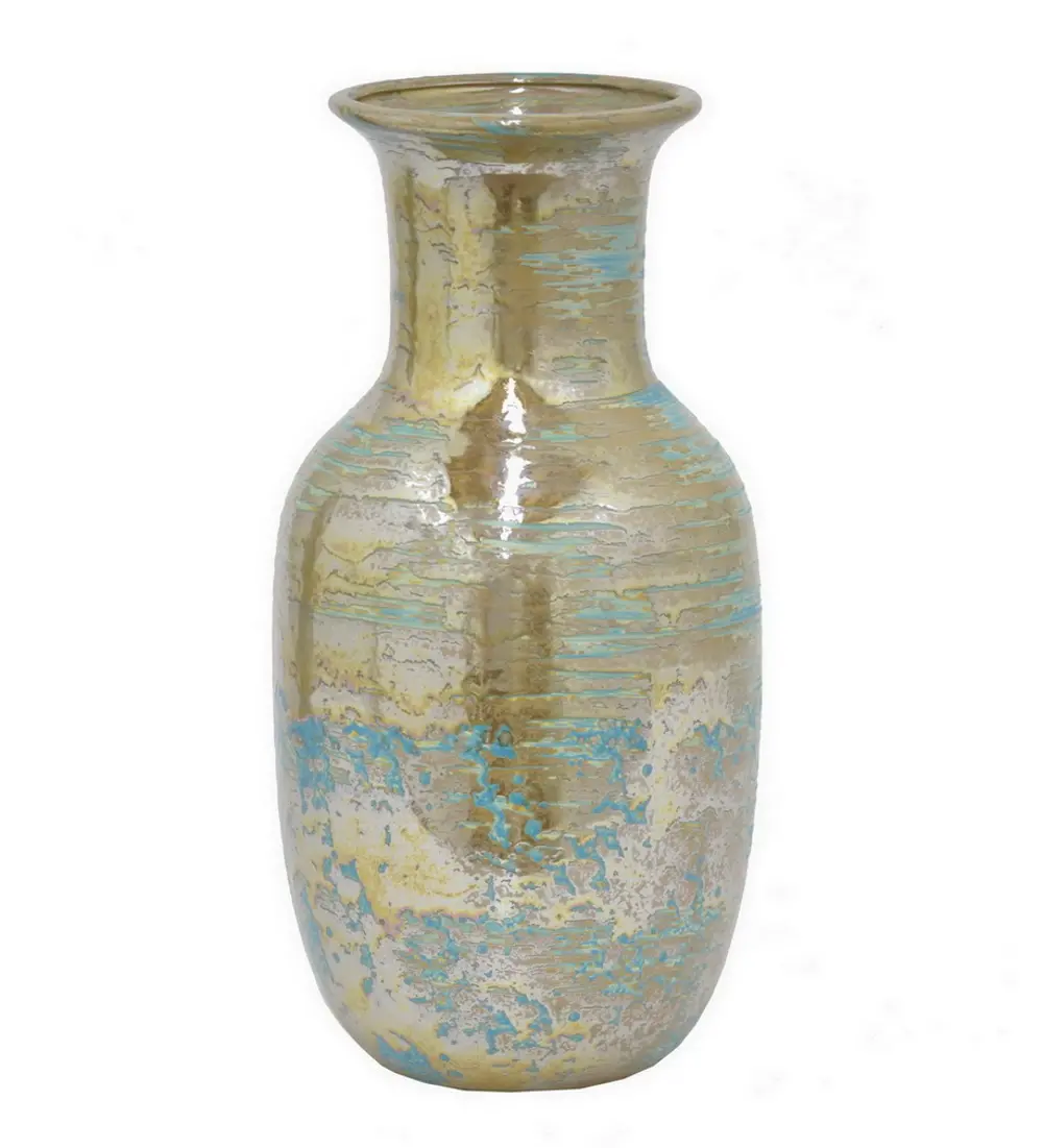 Gold and Blue Ceramic Vase-1